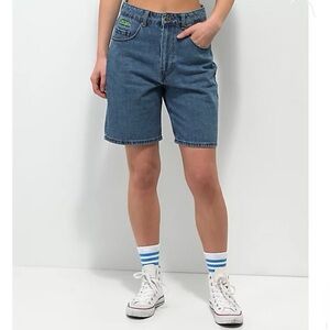 Empyre Tori Loose Fit Light Wash Denim Skate Shorts